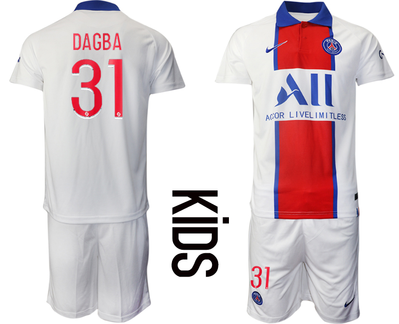 Youth 2020-2021 club Paris St German away #31 white Soccer Jerseys